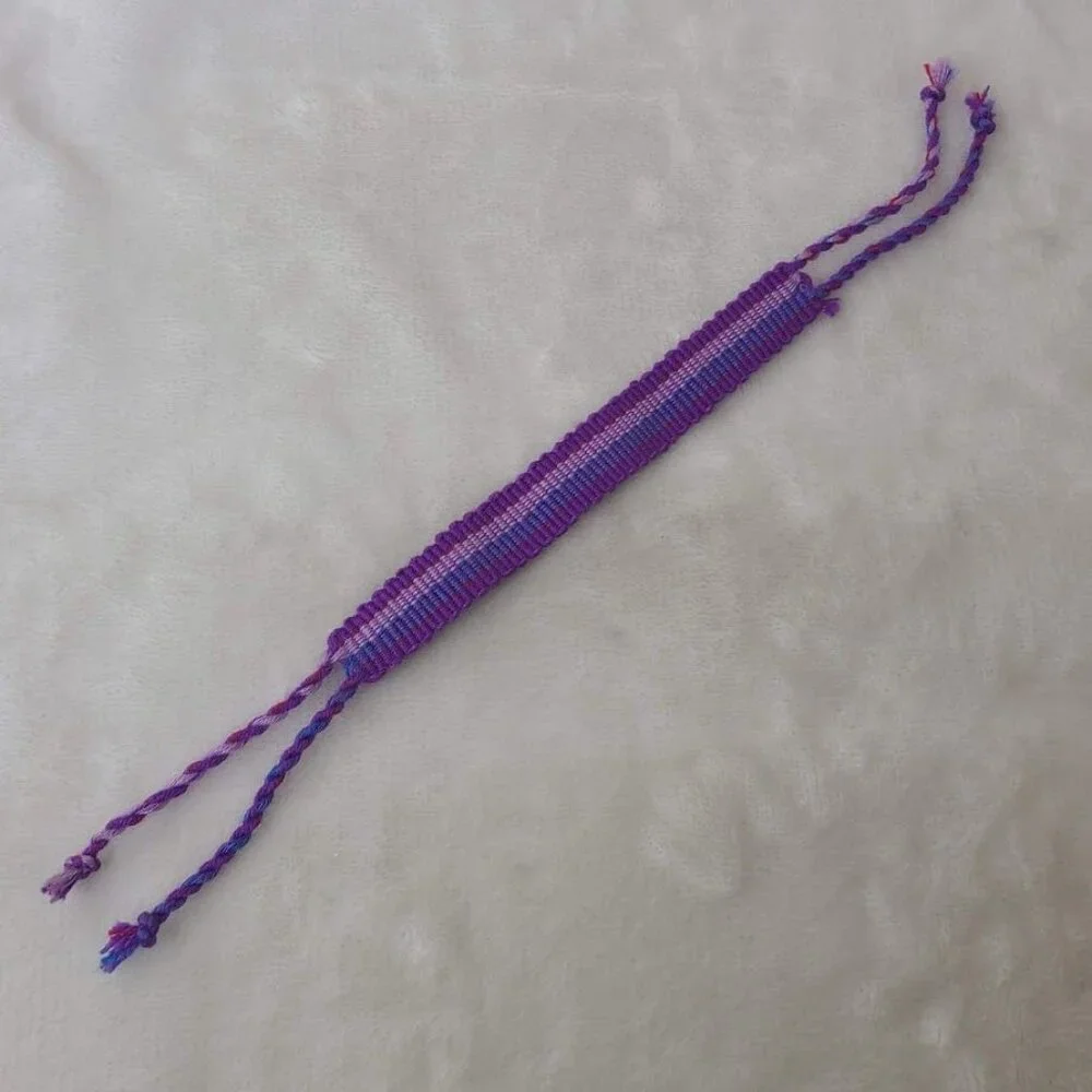 Hand Woven Braided Friendship Bracelet Shades of Purple Blue Pink Red - Picture 7 of 12